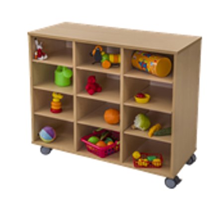 MEUBLE 12 CASES SUR ROULETTES