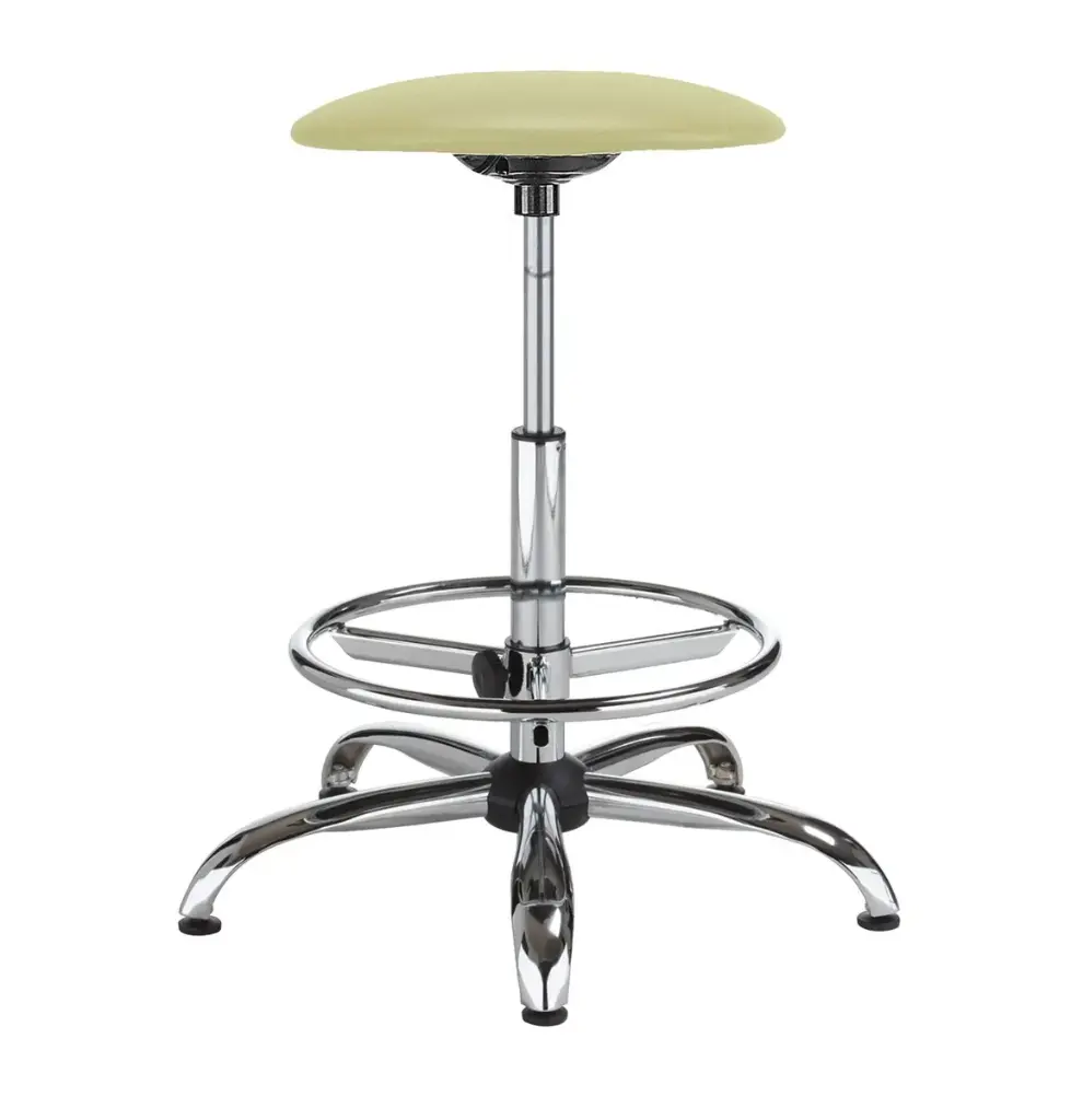 TABOURET GOLI CHROME AVEC REPOSE PIED ROULETTES VALENCIA