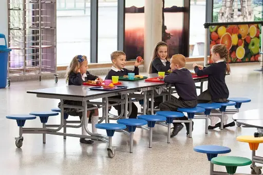 [DESTOCKMOBI07069012HEJAU] TABLE MOBILEX 12 PERSONNES HAUTEUR 69 ASSISES JAUNE PLATEAU HETRE